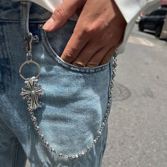 Cross Pants Wallet Chain Biker Trucker Keychain Jean Key Chain for Men W… - Picture 1 of 7